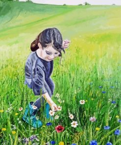 Girl Picking Flowers Paint By Numbers
