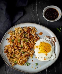 Hash Browns With Green Onion And Egg Paint By Numbers