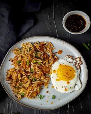 Hash Browns With Green Onion And Egg Paint By Numbers