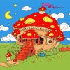 Mushroom Skull House Paint By Numbers