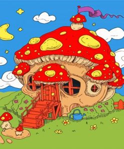 Mushroom Skull House Paint By Numbers