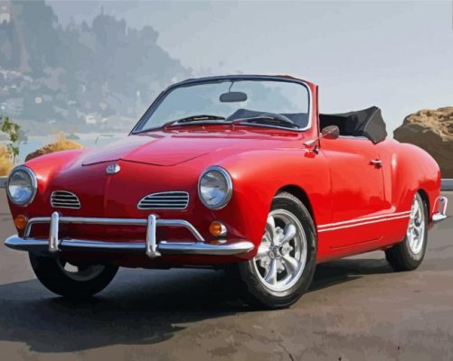 Red Karmann Ghia Paint By Numbers