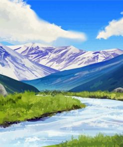 Snowy Mountains River Art Paint By Numbers