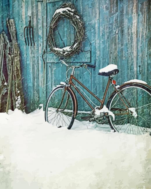 Snowy Old Bikes Paint By Numbers