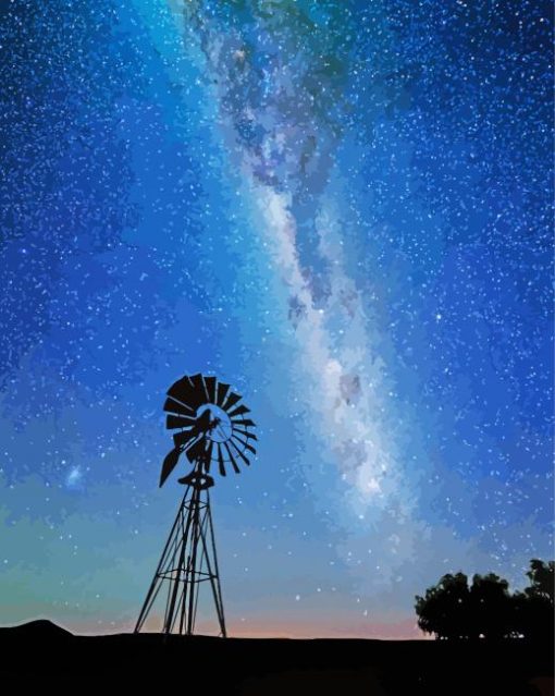 Starry Night Western Windmill Paint By Numbers