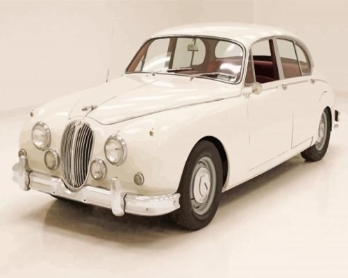 White Classic Car Jaguar Paint By Numbers