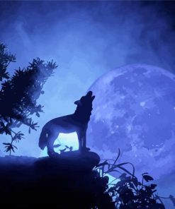 Wolf In Moon Nighttime Paint By Numbers