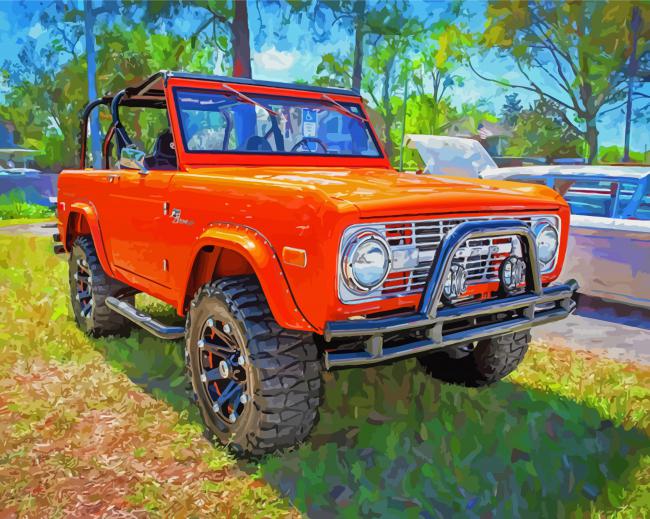 1976 Orange Ford Bronco Paint By Numbers
