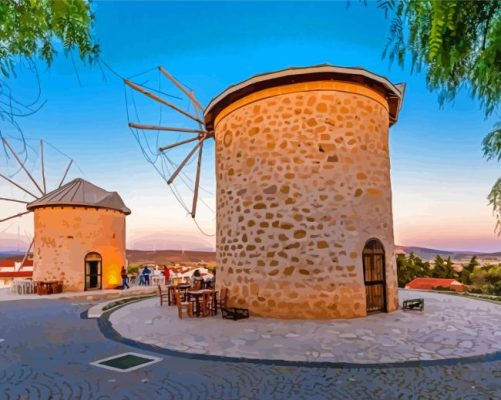 Alacati Windmills Turkey Paint By Numbers