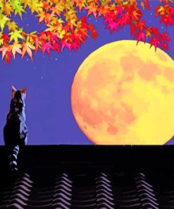 Autumn Moon And Cat Paint By Numbers