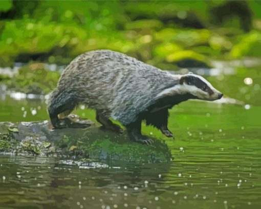 Badger Animal By Water Paint By Numbers