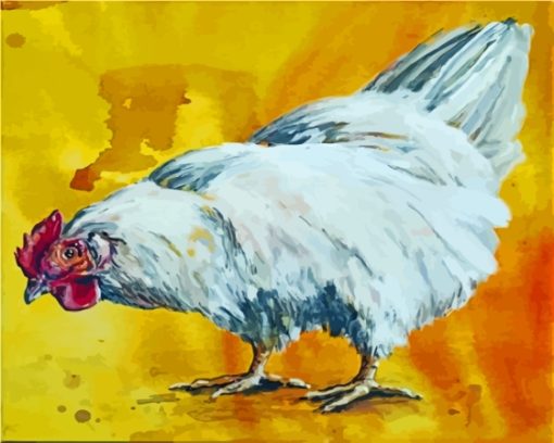 Big White Rooster Bird Paint By Numbers