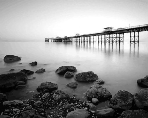 Black And White Llandudno Pier Paint By Numbers