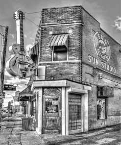 Black And White Sun Studio In Memphis Art Paint By Numbers