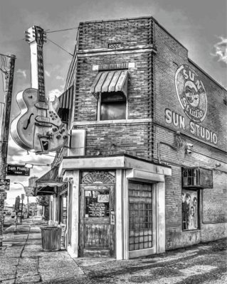 Black And White Sun Studio In Memphis Art Paint By Numbers