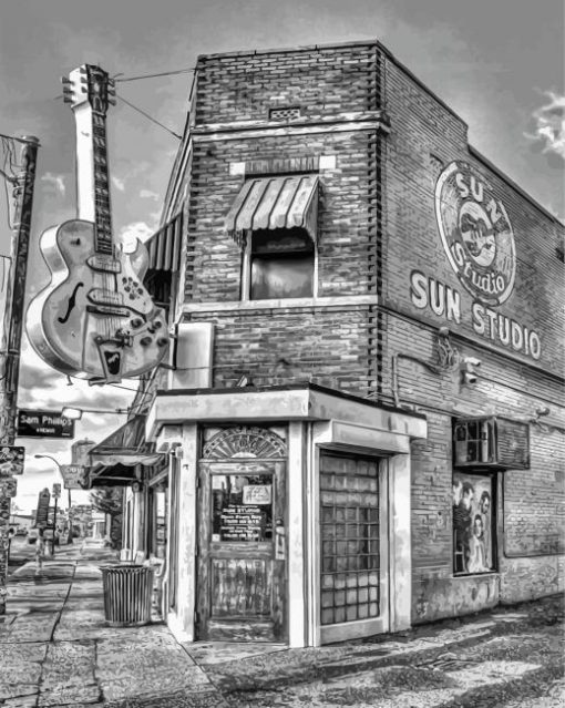 Black And White Sun Studio In Memphis Art Paint By Numbers