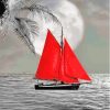 Black And White Red Boat Paint By Numbers