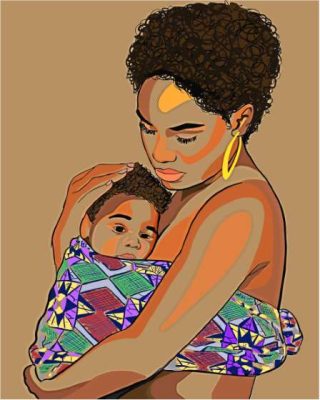 Black Mother And Child Paint By Numbers