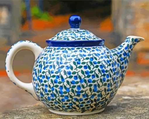 Blue Polish Teapot Paint By Numbers