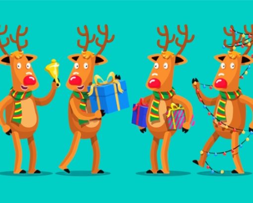 Cartoon Christmas Elk Paint By Numbers