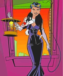 Cat And Catwoman Cartoon Paint By Numbers