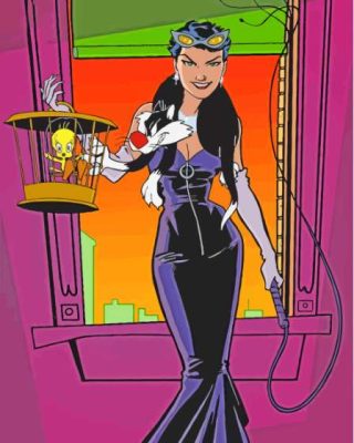 Cat And Catwoman Cartoon Paint By Numbers