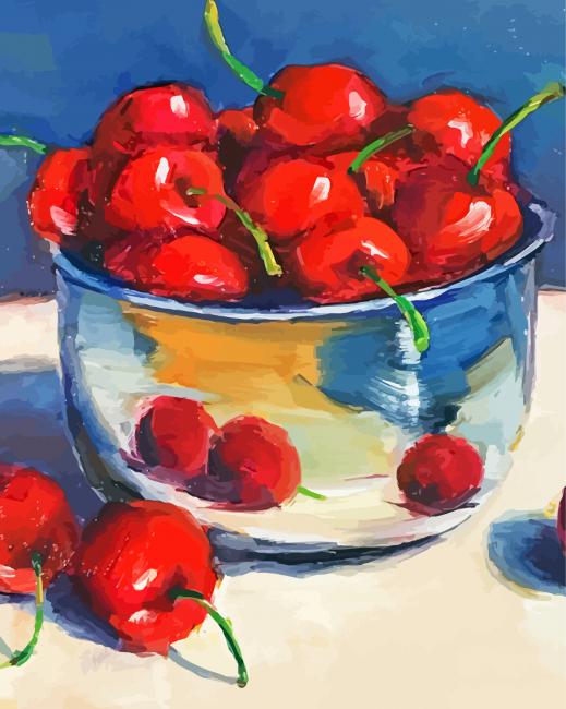 Cherry Silver Bowl Paint By Numbers