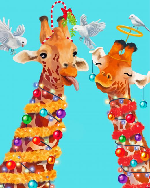 Christmas Giraffe Paint By Numbers