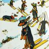 Dogs Skiing In Snow Paint By Numbers