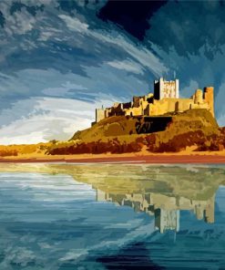 England Bamburgh Castle Water Reflection Paint By Numbers
