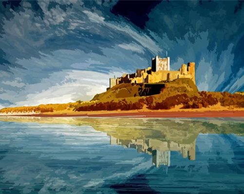 England Bamburgh Castle Water Reflection Paint By Numbers