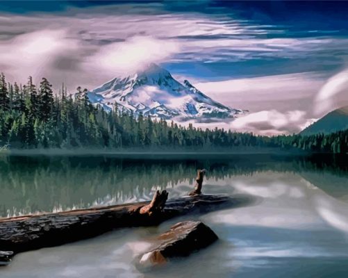 Foggy Mt Hood Lost Lake Paint By Numbers