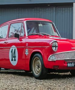 Ford Anglia Red Car Paint By Numbers