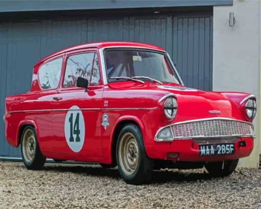 Ford Anglia Red Car Paint By Numbers