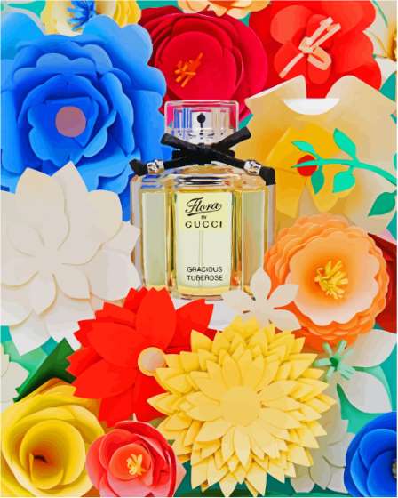 Gucci Perfume And Flowers Art Paint By Numbers