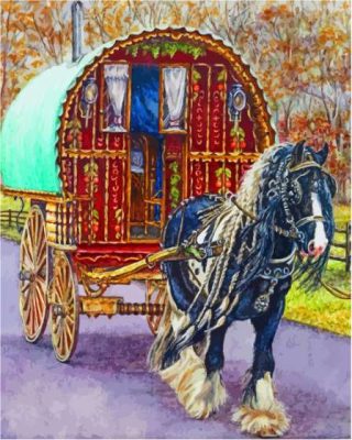 Gypsy Horse Wagon Paint By Numbers