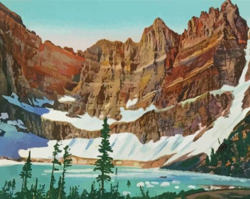 Iceberg Lake Glacier National Park Poster Paint By Numbers