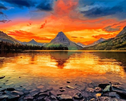 Lake McDonald At Sunset Paint By Numbers