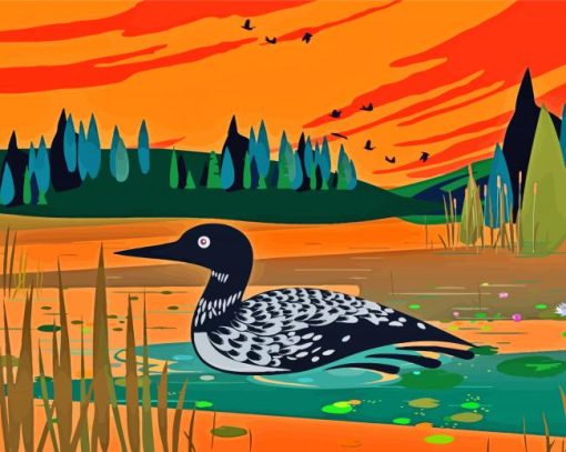 Loon On Lake Paint By Numbers