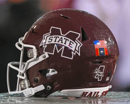 MSU Bulldogs Football Helmet Paint By Numbers