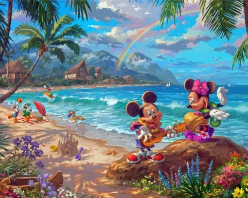 Mickey And Minnie Hawaii Paint By Numbers