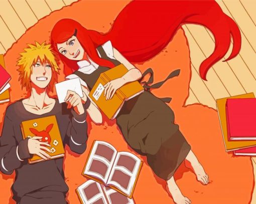 Minato And Kushina Laying On The Floor Paint By Numbers