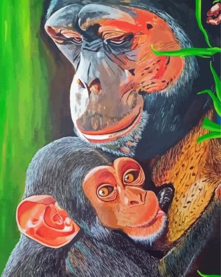 Mom Chimpanzee Art Paint By Numbers