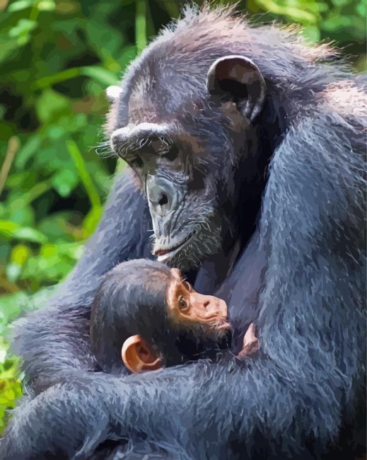 Mom Chimpanzee Paint By Numbers