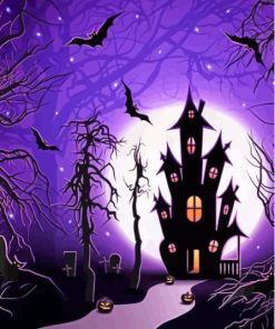 Moonlight Halloween Castle Paint By Numbers