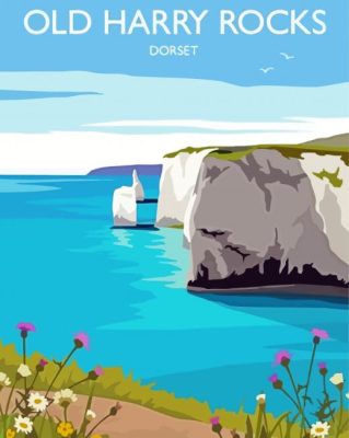 Old Harry Rocks In Dorset Poster Paint By Numbers