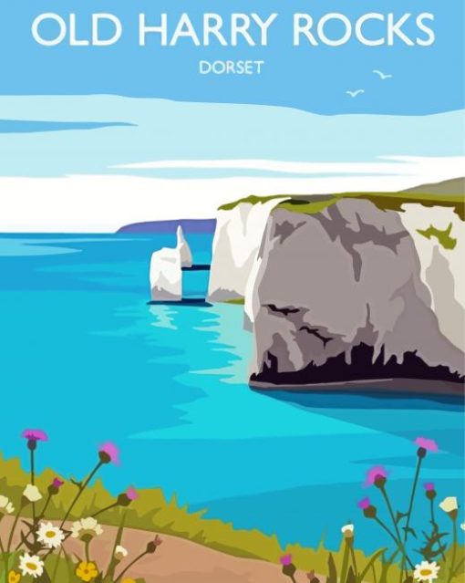 Old Harry Rocks In Dorset Poster Paint By Numbers