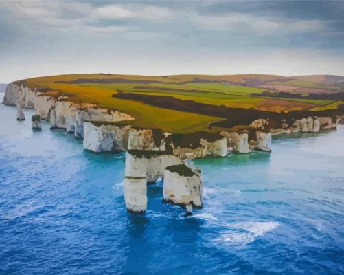 Old Harry Rocks In Southern England Paint By Numbers