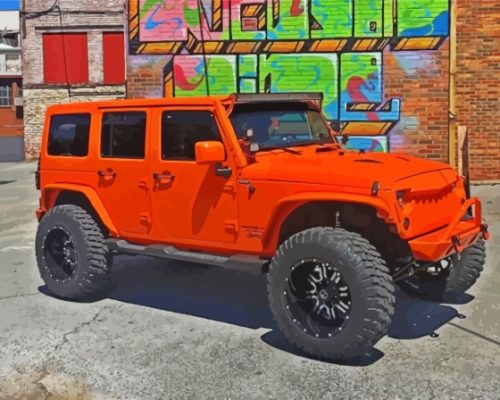 Orange Jeep Wrangler Car Paint By Numbers