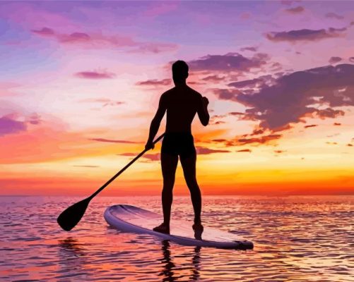 Paddleboarding At Sunset Paint By Numbers